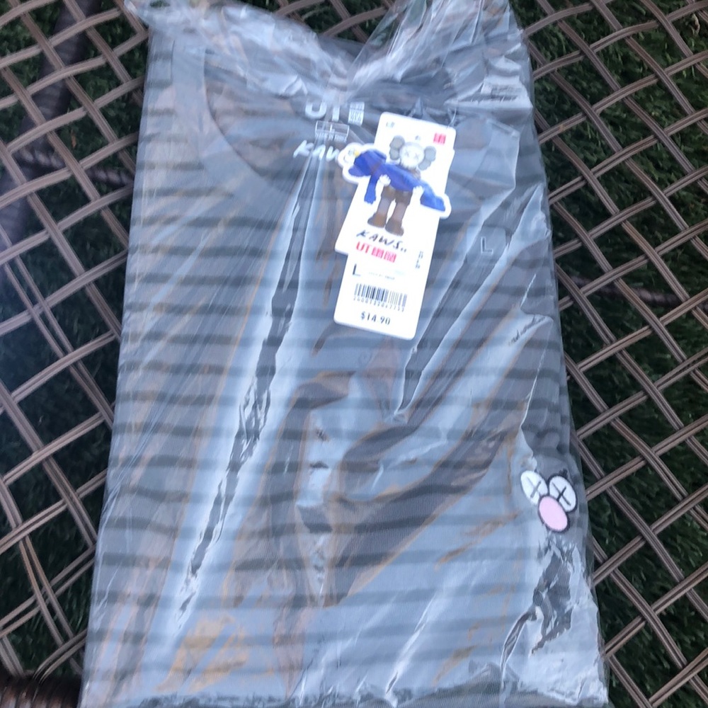 Kaws Uniqlo Gray Striped Shirt